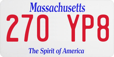MA license plate 270YP8