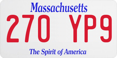 MA license plate 270YP9