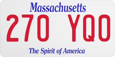 MA license plate 270YQ0
