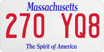 MA license plate 270YQ8
