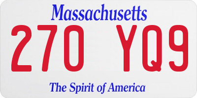 MA license plate 270YQ9