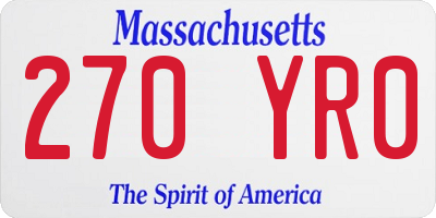 MA license plate 270YR0