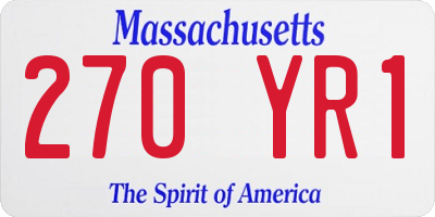 MA license plate 270YR1