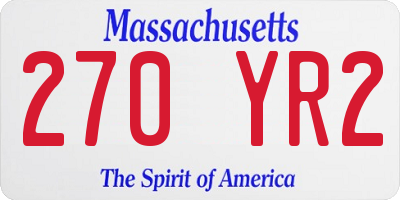 MA license plate 270YR2