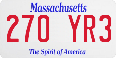 MA license plate 270YR3