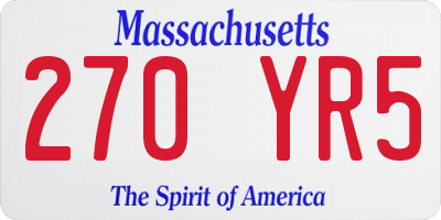 MA license plate 270YR5