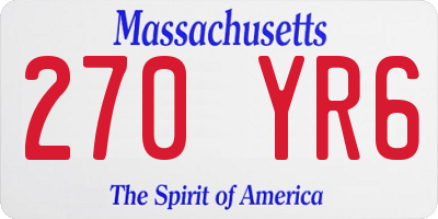 MA license plate 270YR6