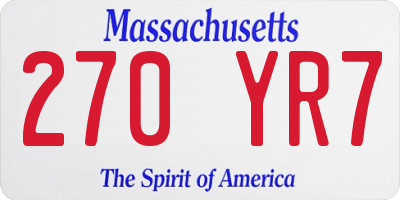 MA license plate 270YR7
