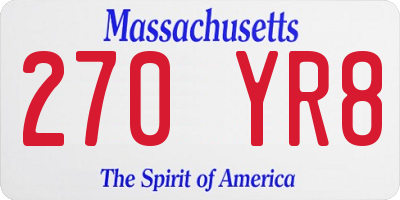 MA license plate 270YR8