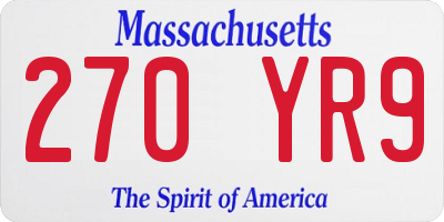 MA license plate 270YR9