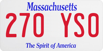 MA license plate 270YS0