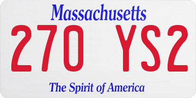MA license plate 270YS2