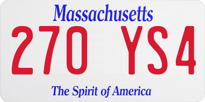 MA license plate 270YS4