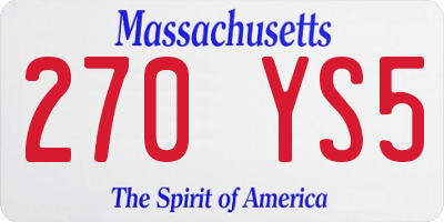 MA license plate 270YS5