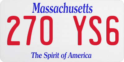 MA license plate 270YS6