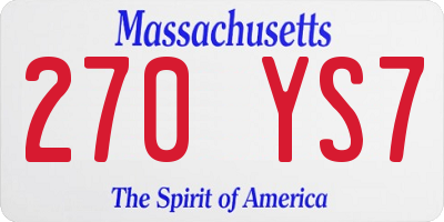 MA license plate 270YS7