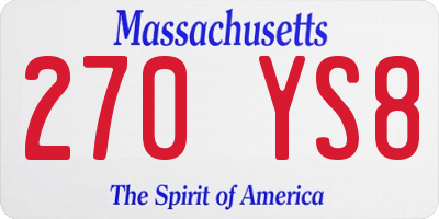 MA license plate 270YS8