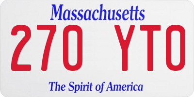 MA license plate 270YT0