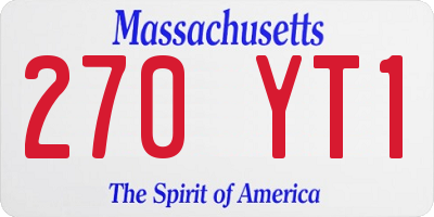 MA license plate 270YT1