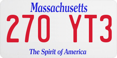 MA license plate 270YT3