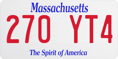 MA license plate 270YT4