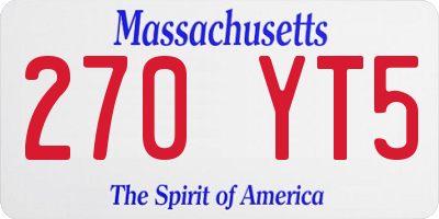 MA license plate 270YT5