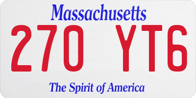 MA license plate 270YT6