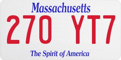 MA license plate 270YT7
