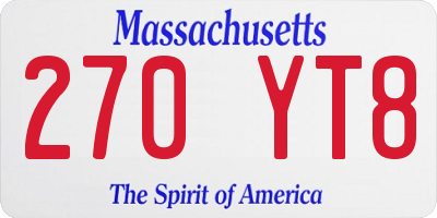 MA license plate 270YT8