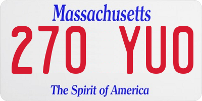 MA license plate 270YU0