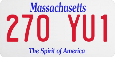 MA license plate 270YU1