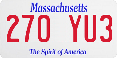 MA license plate 270YU3