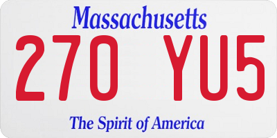 MA license plate 270YU5