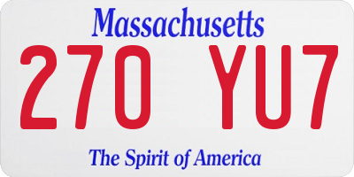 MA license plate 270YU7