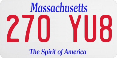 MA license plate 270YU8