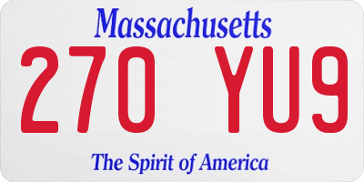 MA license plate 270YU9