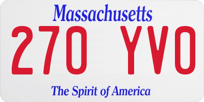 MA license plate 270YV0