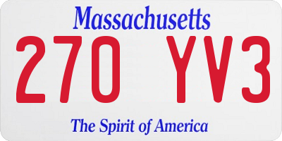 MA license plate 270YV3