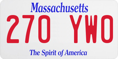 MA license plate 270YW0
