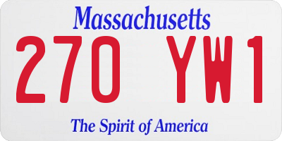 MA license plate 270YW1