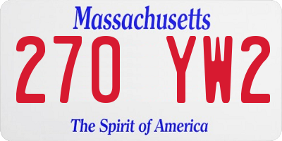 MA license plate 270YW2