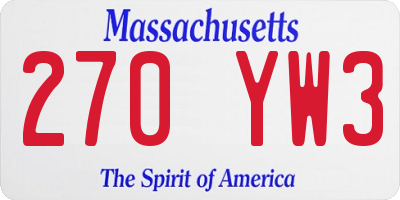 MA license plate 270YW3