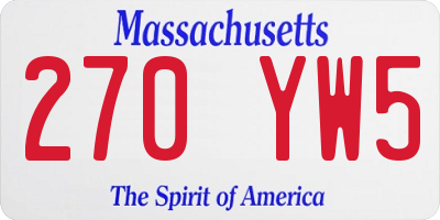 MA license plate 270YW5
