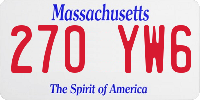 MA license plate 270YW6