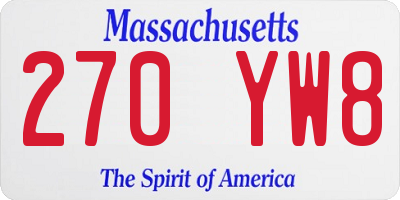 MA license plate 270YW8