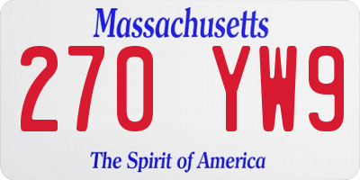 MA license plate 270YW9