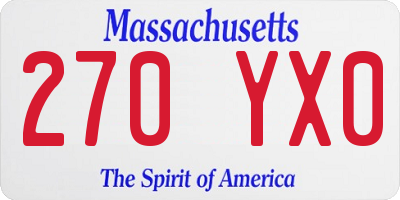 MA license plate 270YX0