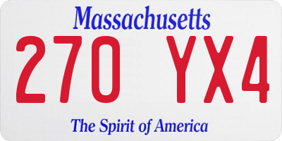 MA license plate 270YX4