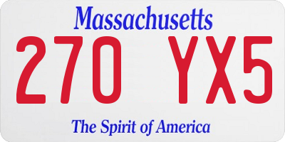 MA license plate 270YX5