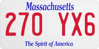 MA license plate 270YX6